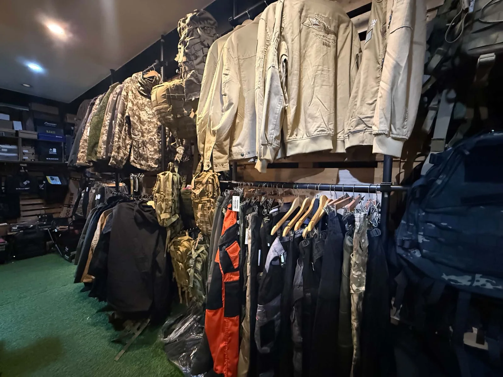 Tactical apparel and uniforms display