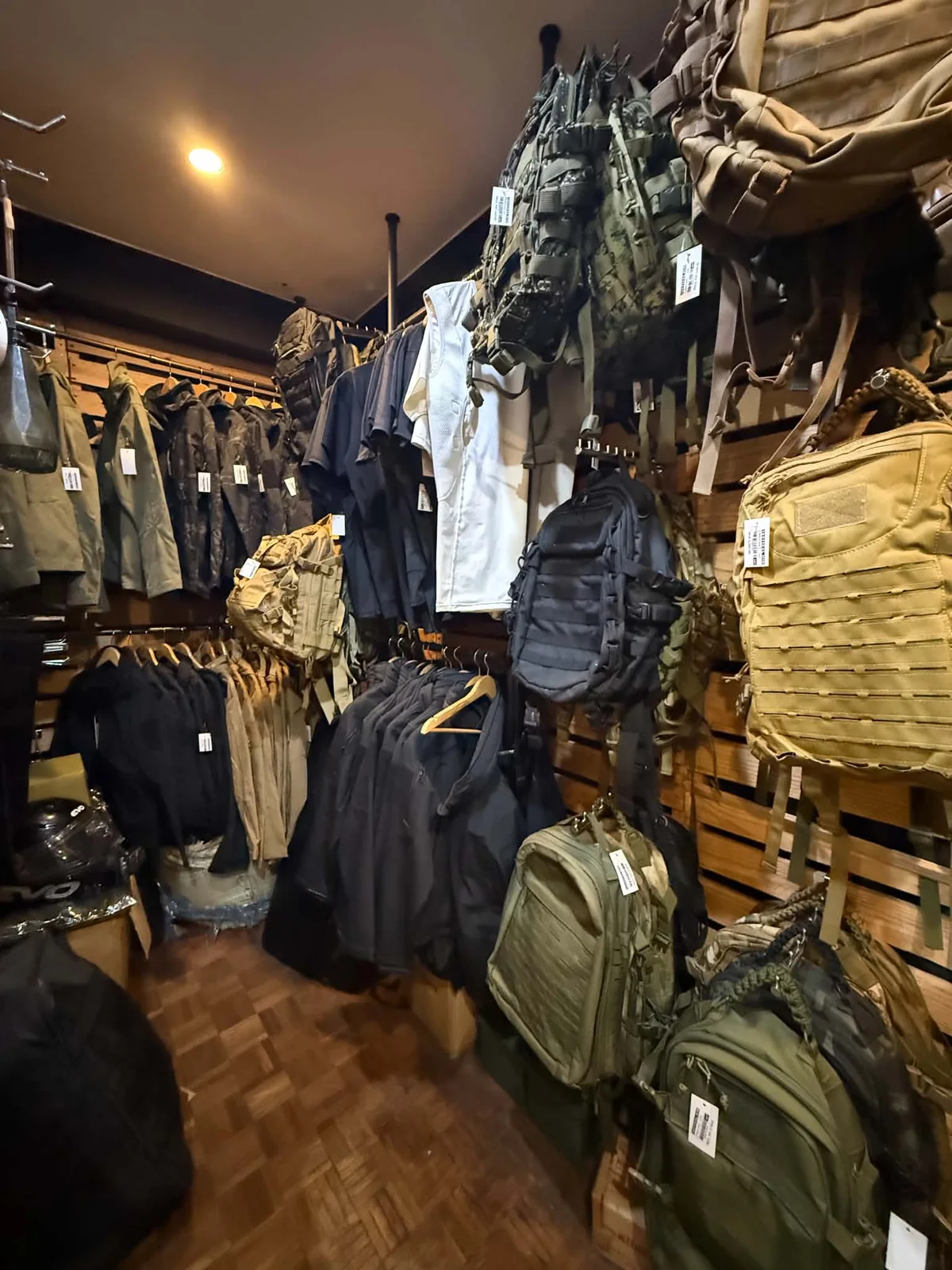 Tactical backpacks and bags displayed in the Tactical Joe store